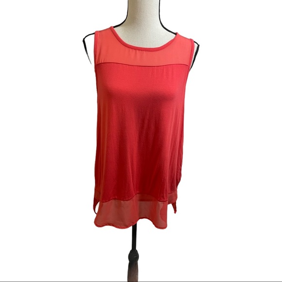 Vince Camuto orange sleeveless sheer bottom  top size small - Picture 1 of 7